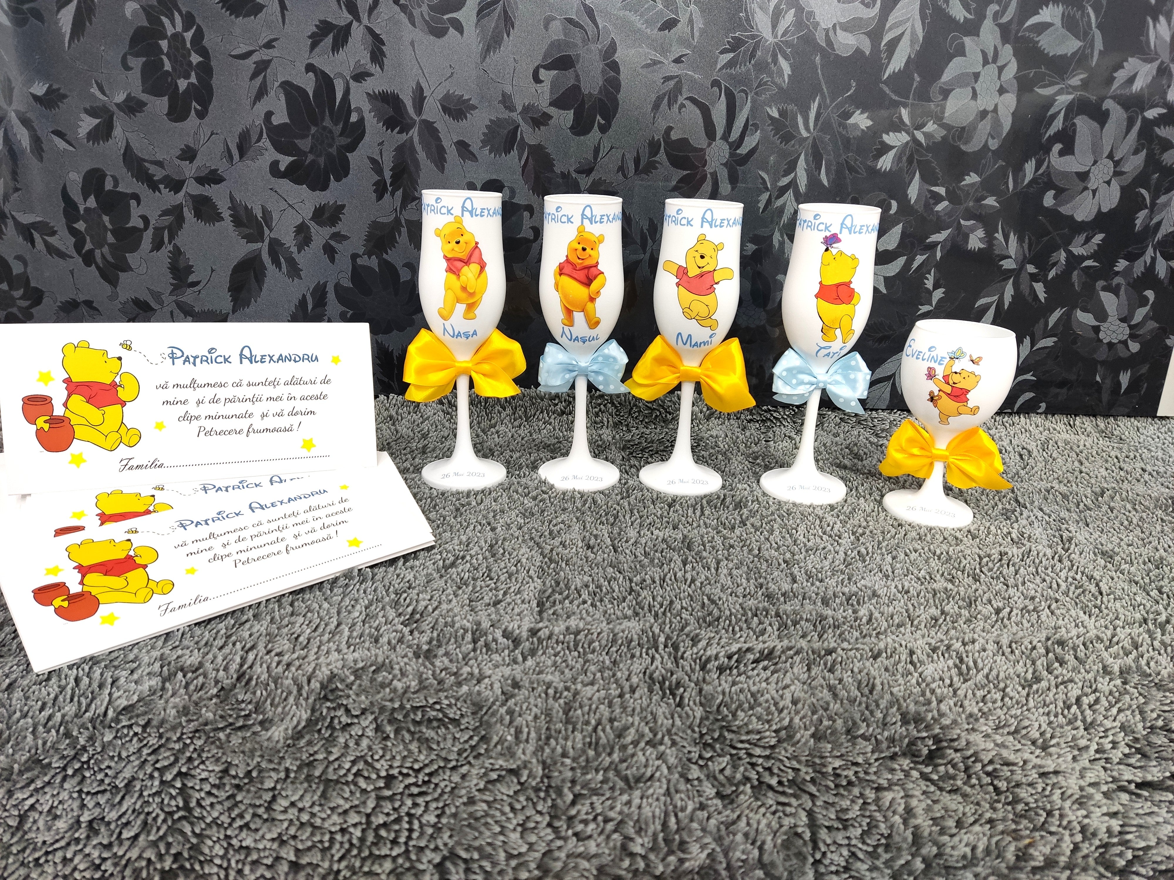 Pahare sampanie personalizate botez - winnie
