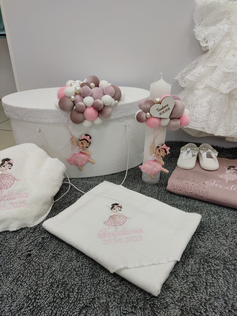 Trusou botez fetita - tematica balerina cu baloane