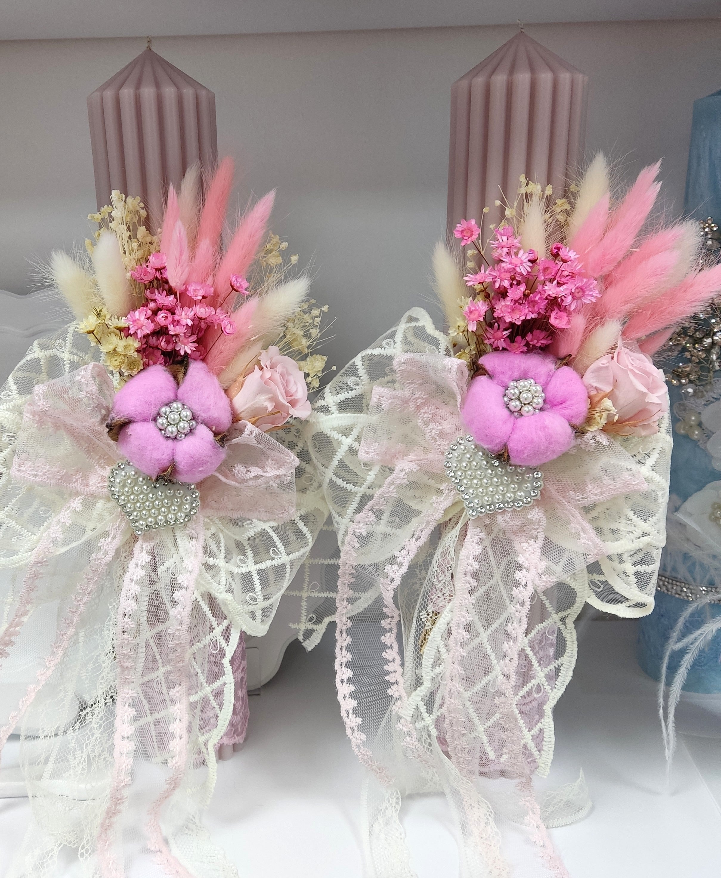 Set 2 lumanari nunta - roz pudra