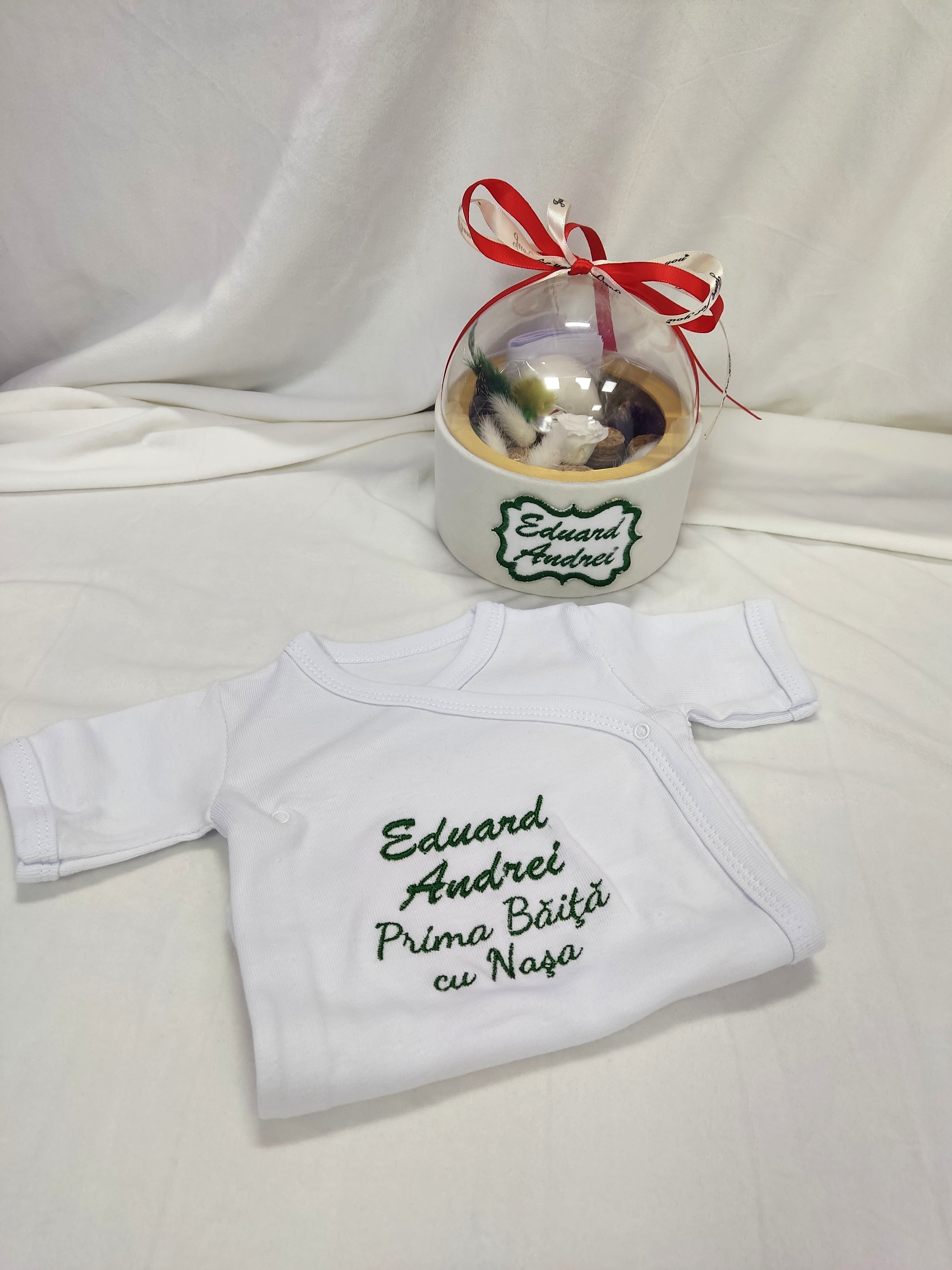 Set mirodenii si body personalizat baiat - prima baita cu nasii