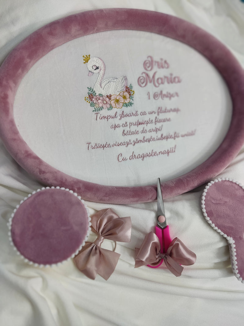 Set mot catifea personalizat fetita - lebada