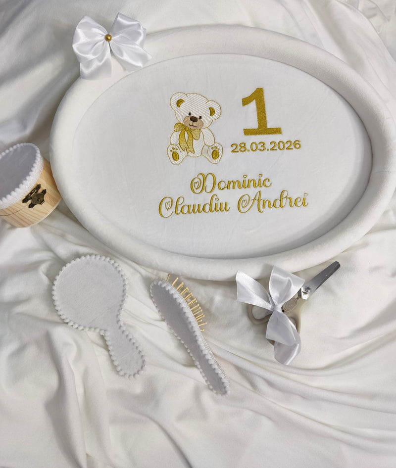 Set mot catifea personalizat baiat - ursulet auriu