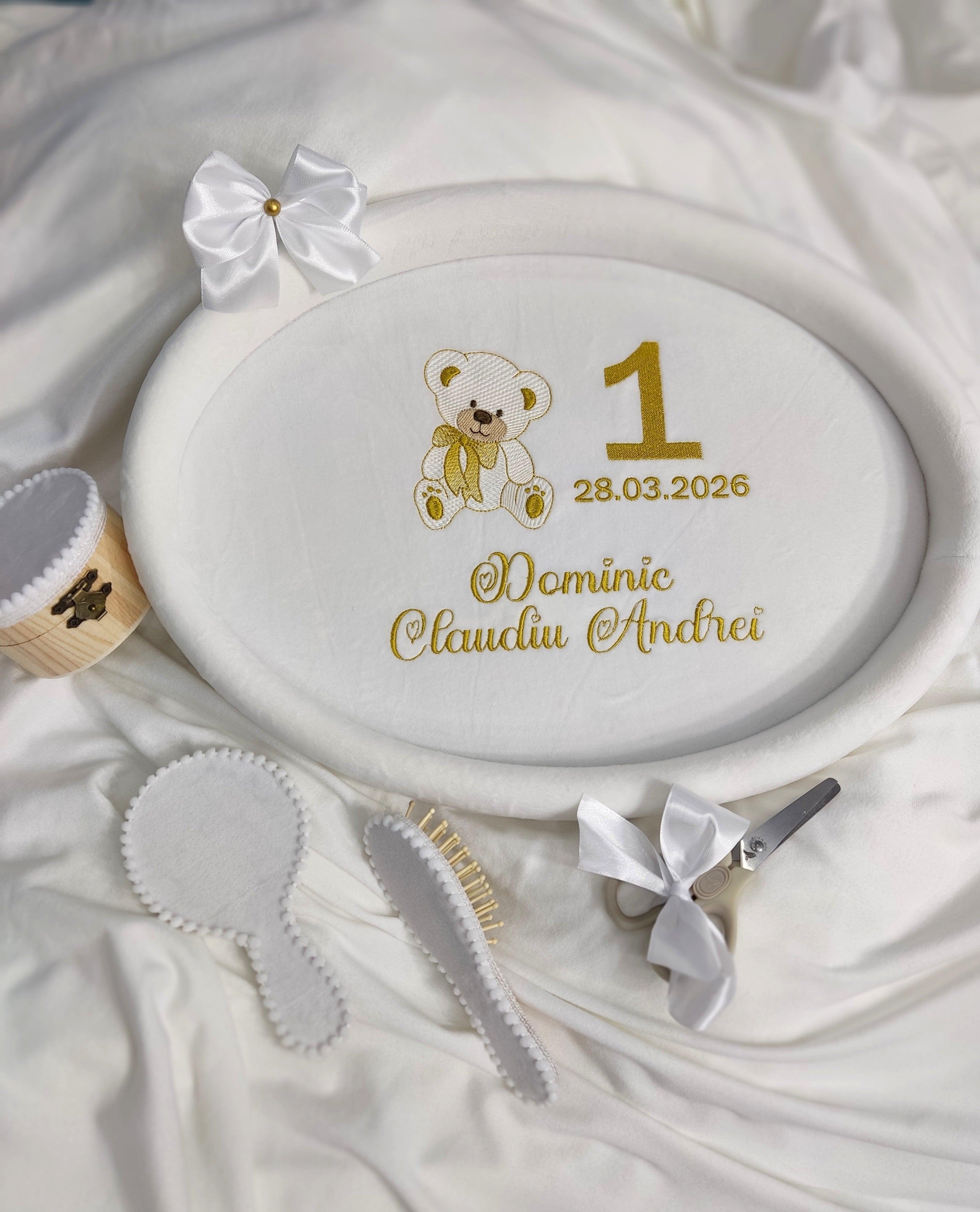 Set mot catifea personalizat baiat - ursulet auriu