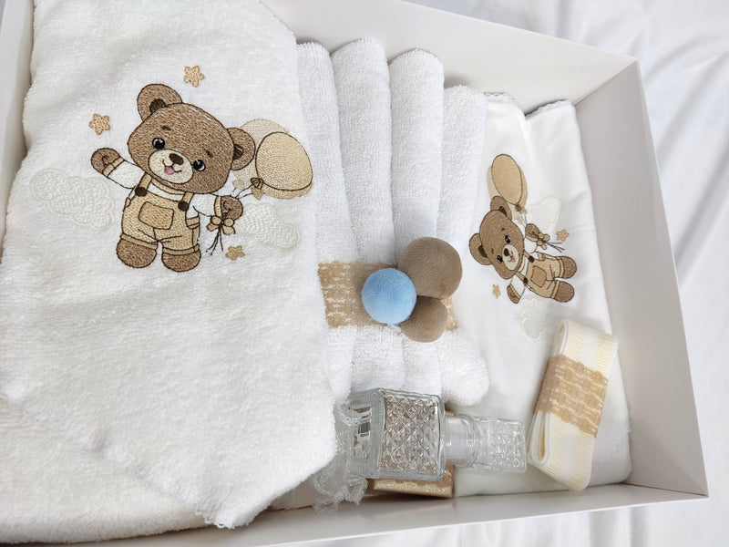 Trusou de baza personalizat 7 piese - ursulet cu baloane