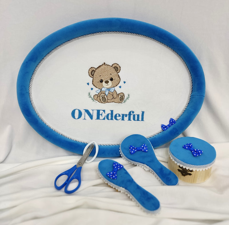 Set de mot catifea albastru - ursulet onederful