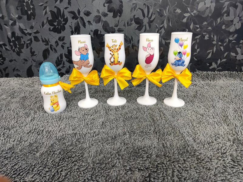 Pahare sampanie personalizate botez - winnie