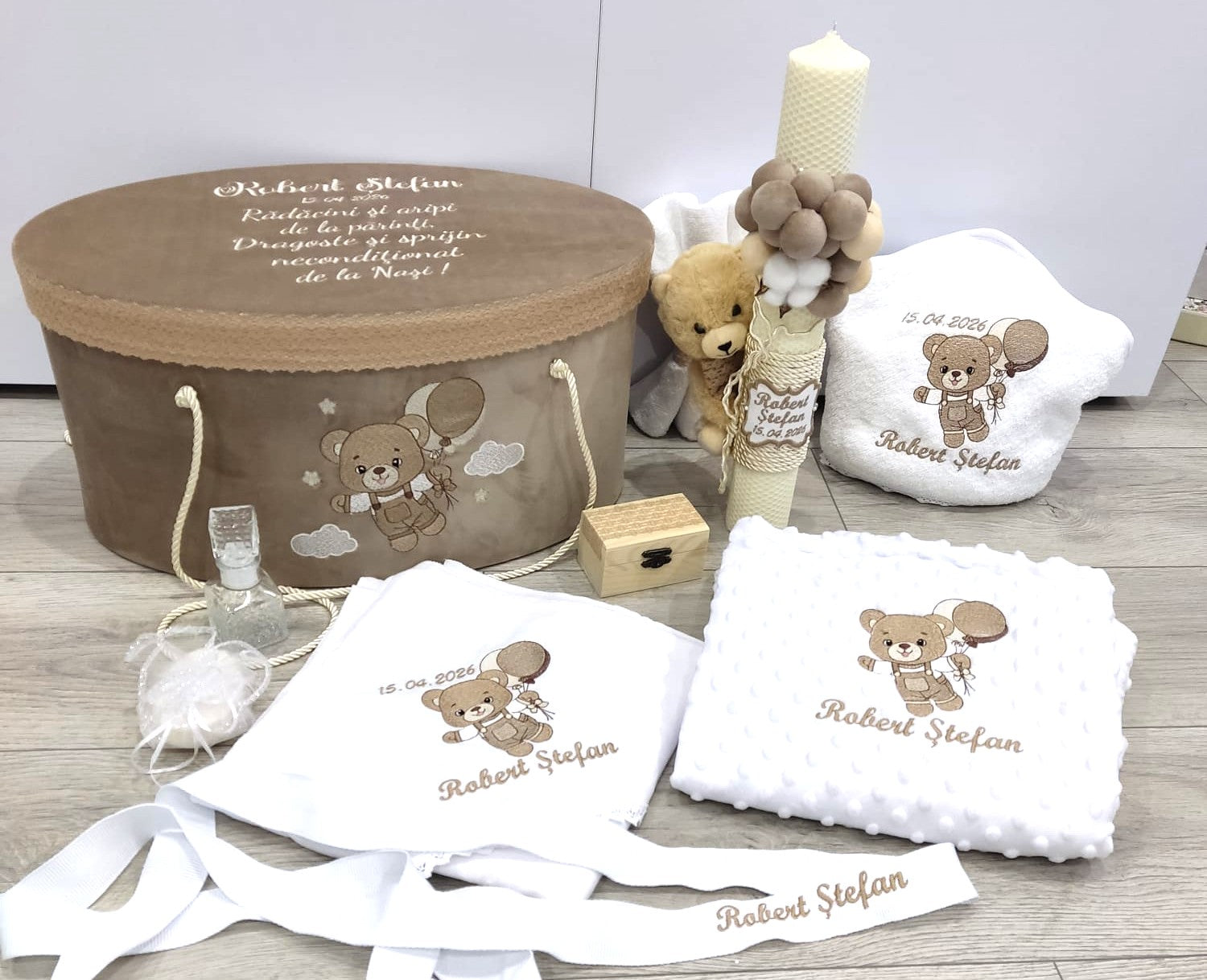 Trusou botez baiat maro - ursuletul cu baloane