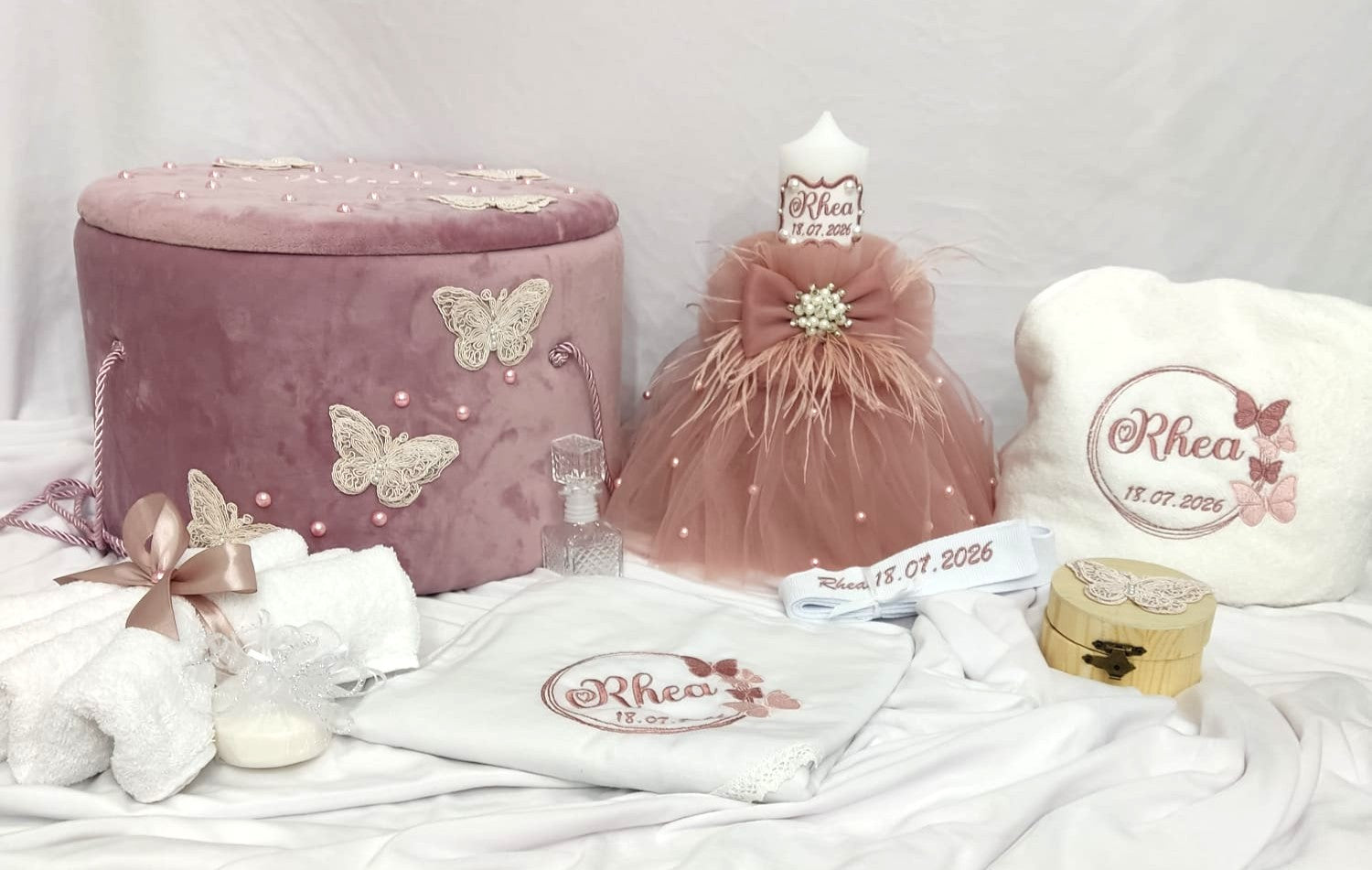 Trusou botez fetita - model fluturi