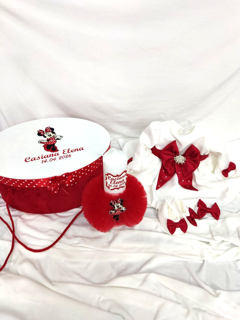 Trusou personalizat botez - Minnie rosu