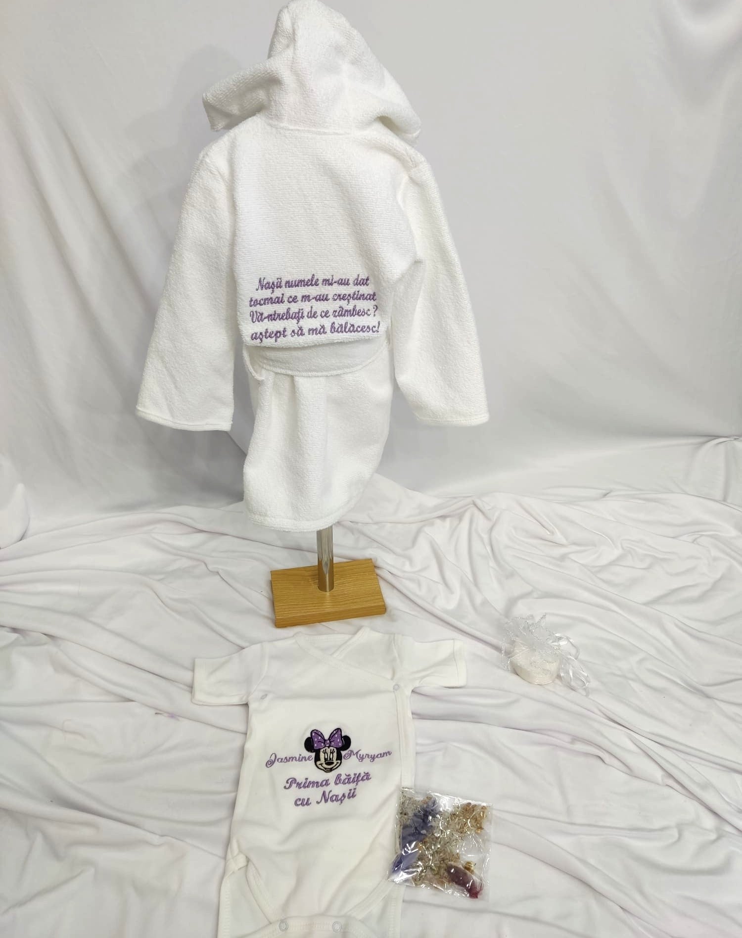 Set personalizat Minnie Purple - Prima baita cu nasii