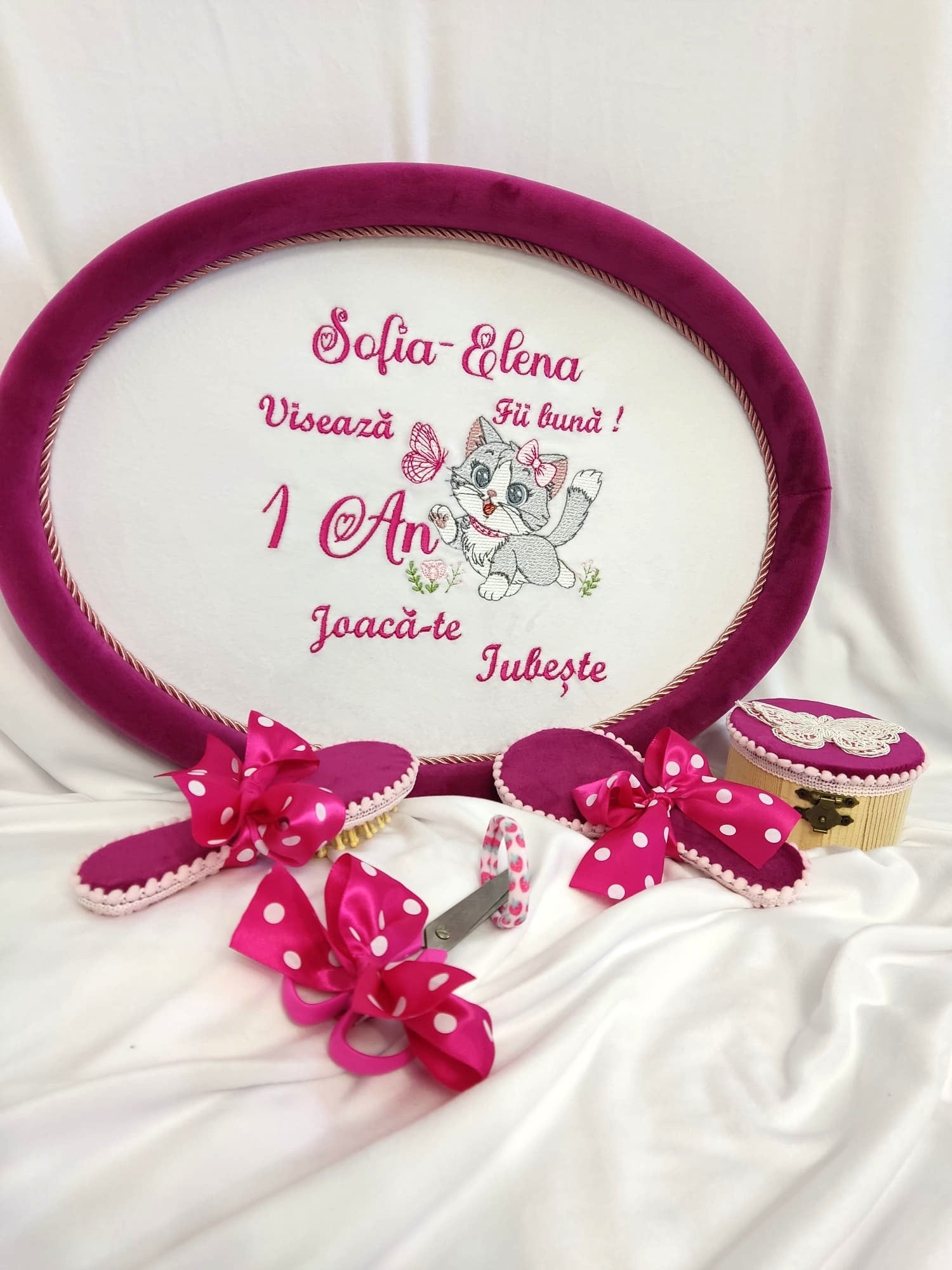 Set de mot catifea roz fuchsia - pisicuta dragalasa