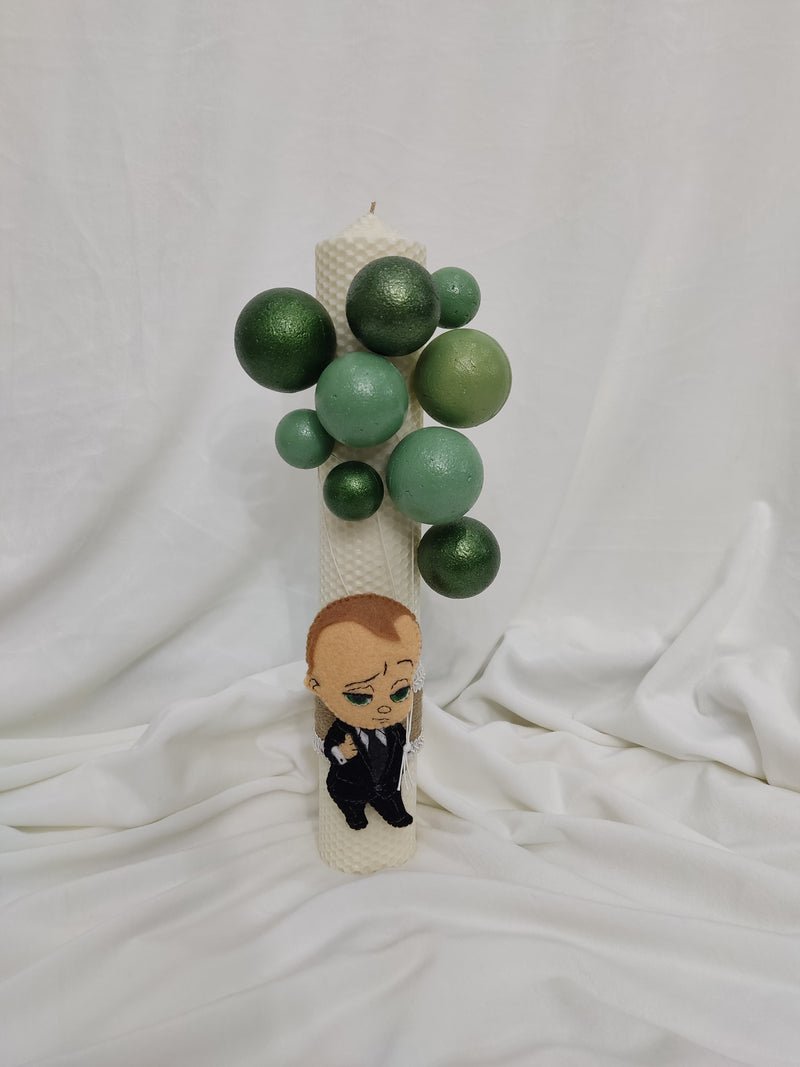 LUMANARE BOTEZ TIP FAGURE TEMATICA BEBE SEF CU BALOANE VERZI