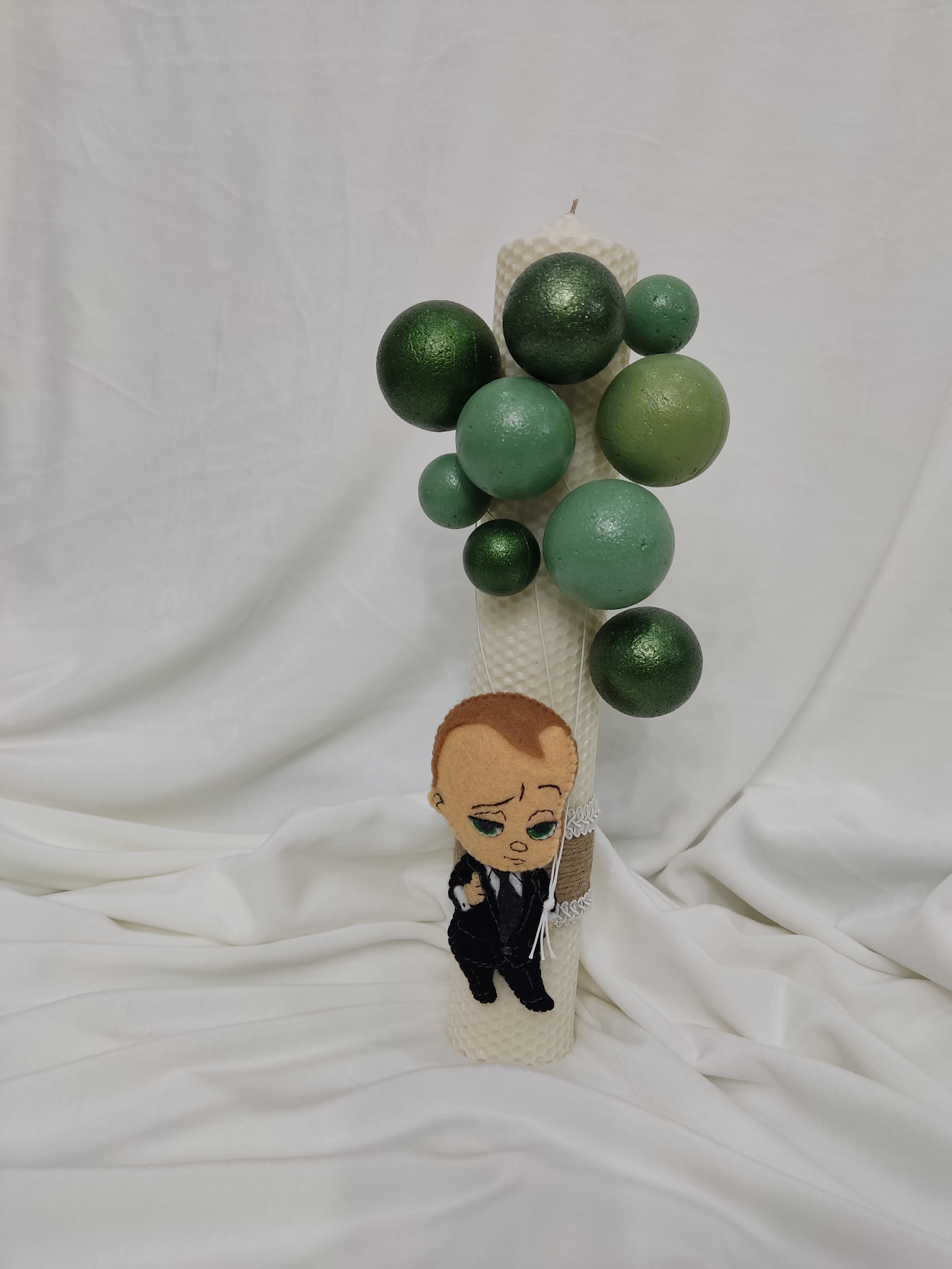 LUMANARE BOTEZ TIP FAGURE TEMATICA BEBE SEF CU BALOANE VERZI