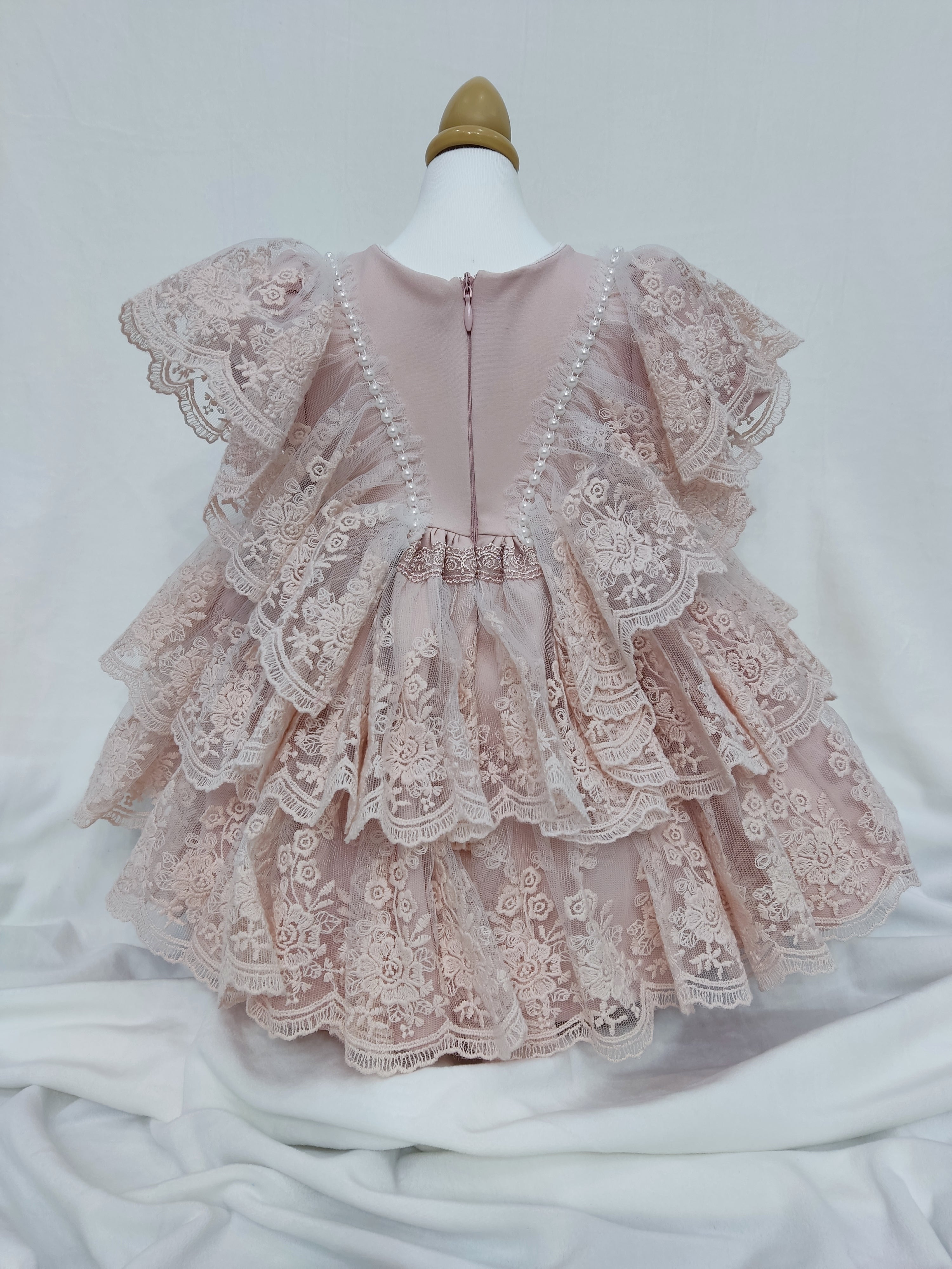 Rochie de botez Melisa roz pudra