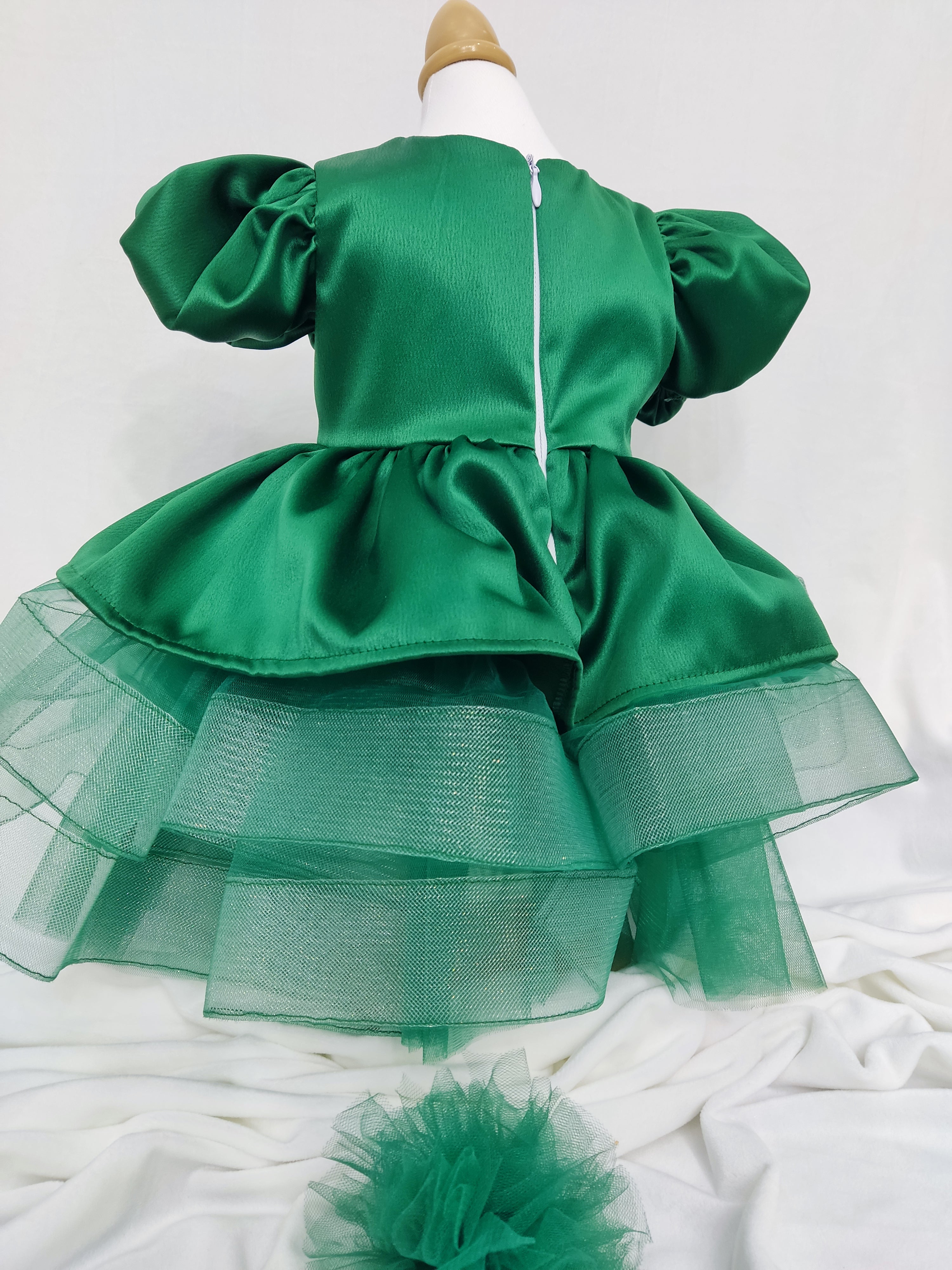 Rochita de botez Mony verde smarald