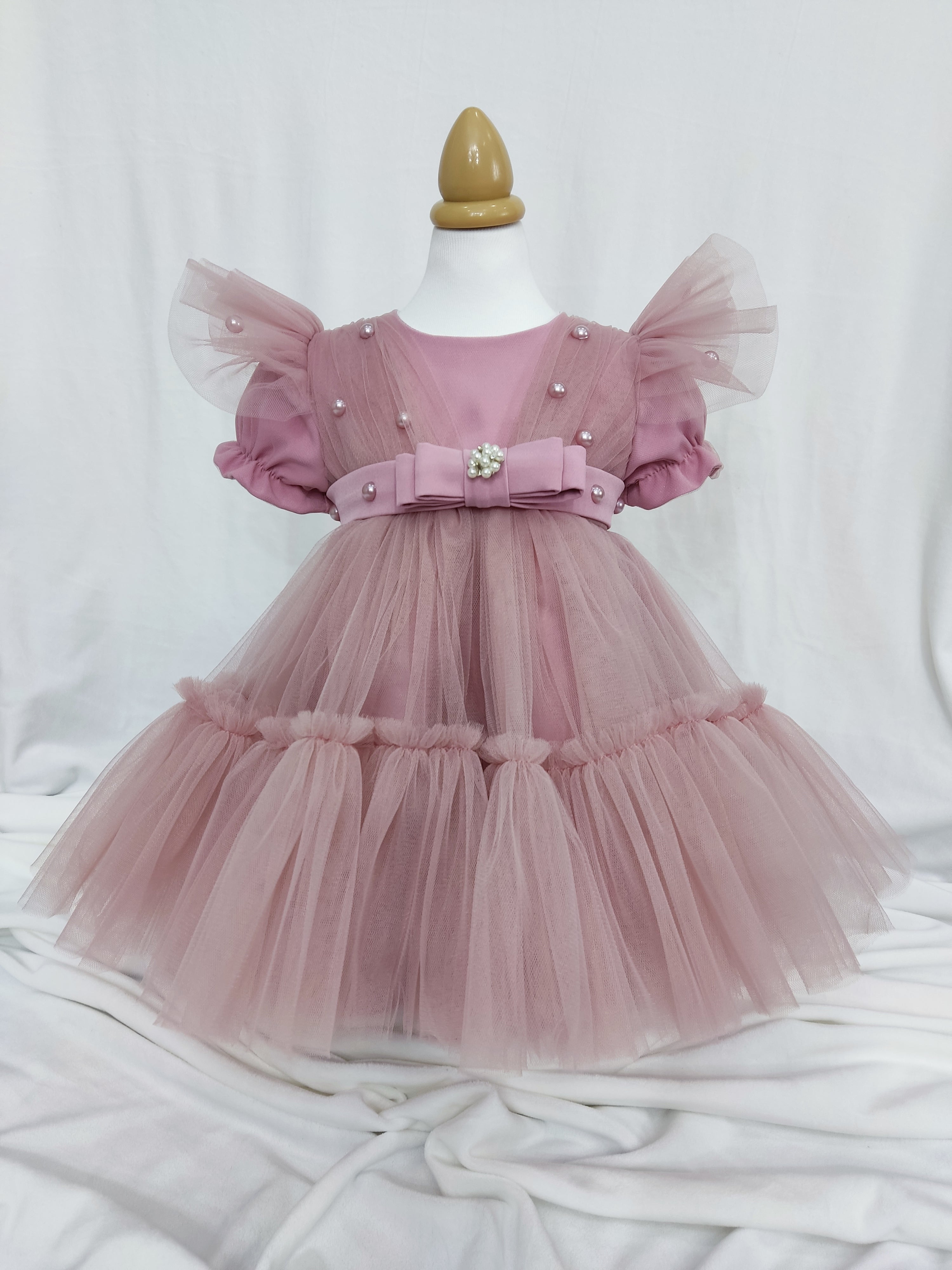 Rochita de botez Amalia - roz pudrat