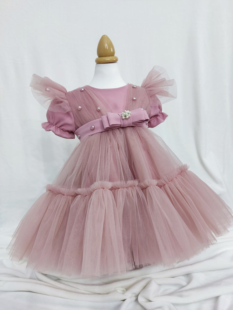 Rochita de botez Amalia - roz pudrat