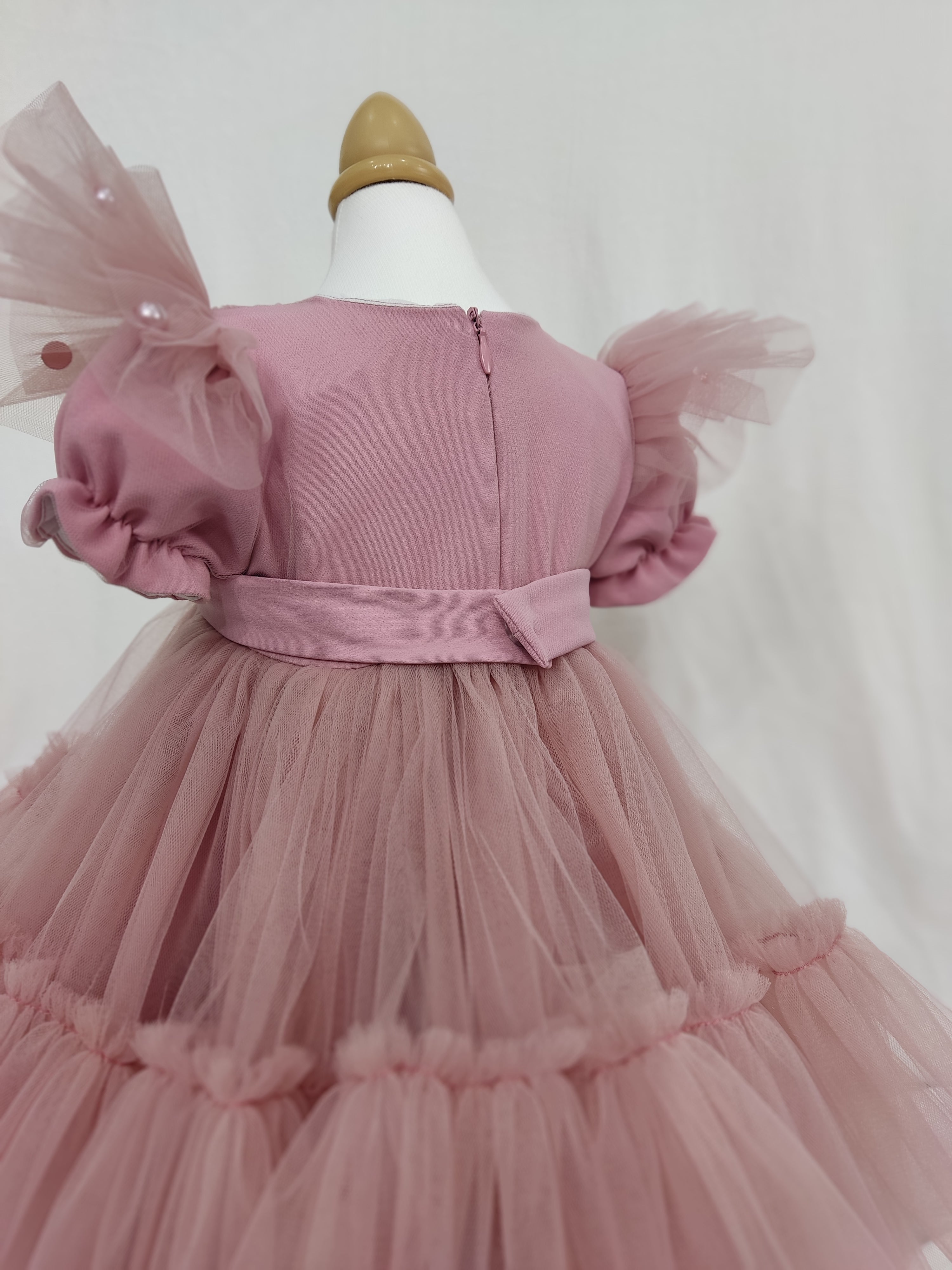 Rochita de botez Amalia - roz pudrat