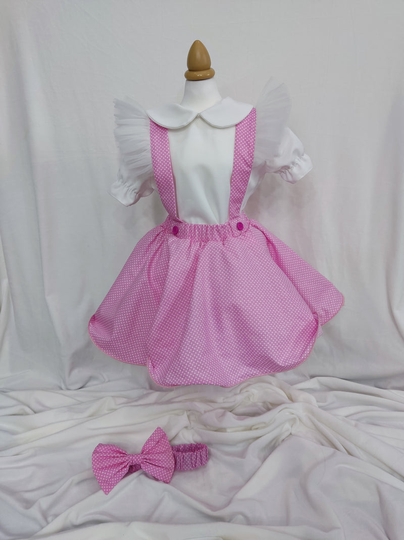 Set prima aniversare - roz cu buline