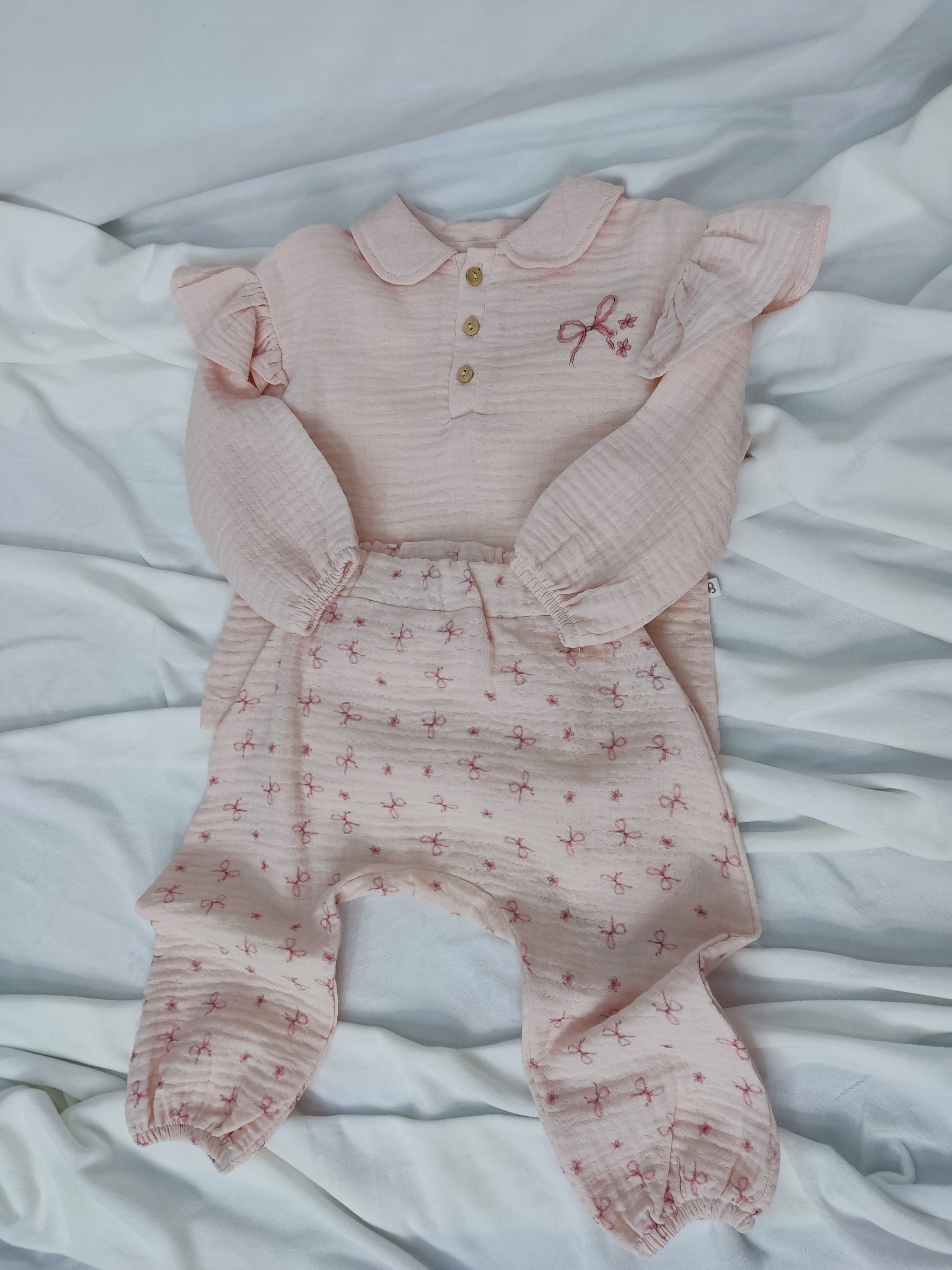 Compleu muselina pentru fetita - corai