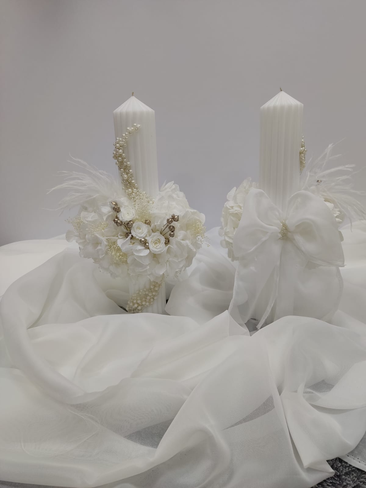 Set 2 lumanari cununie - flori criogenate