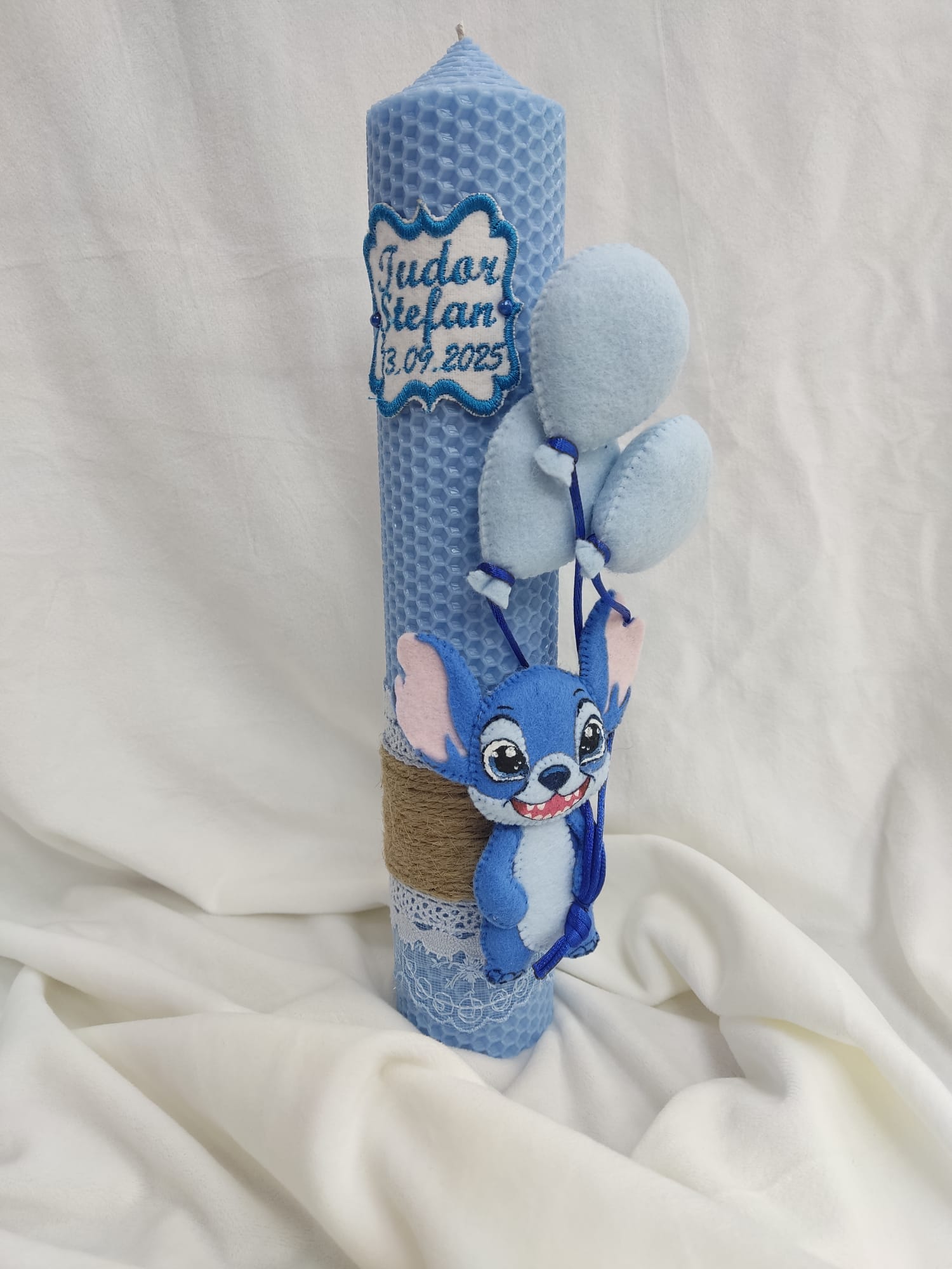 Lumanare personalizata baiat - Tematica Stitch