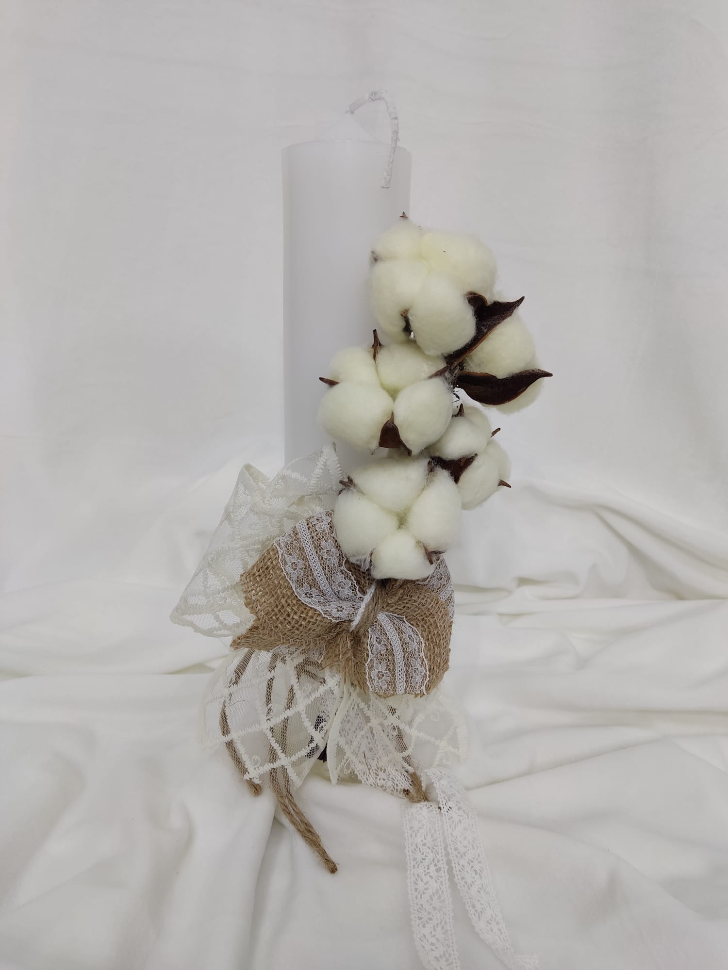 Lumânare botez flori bumbac