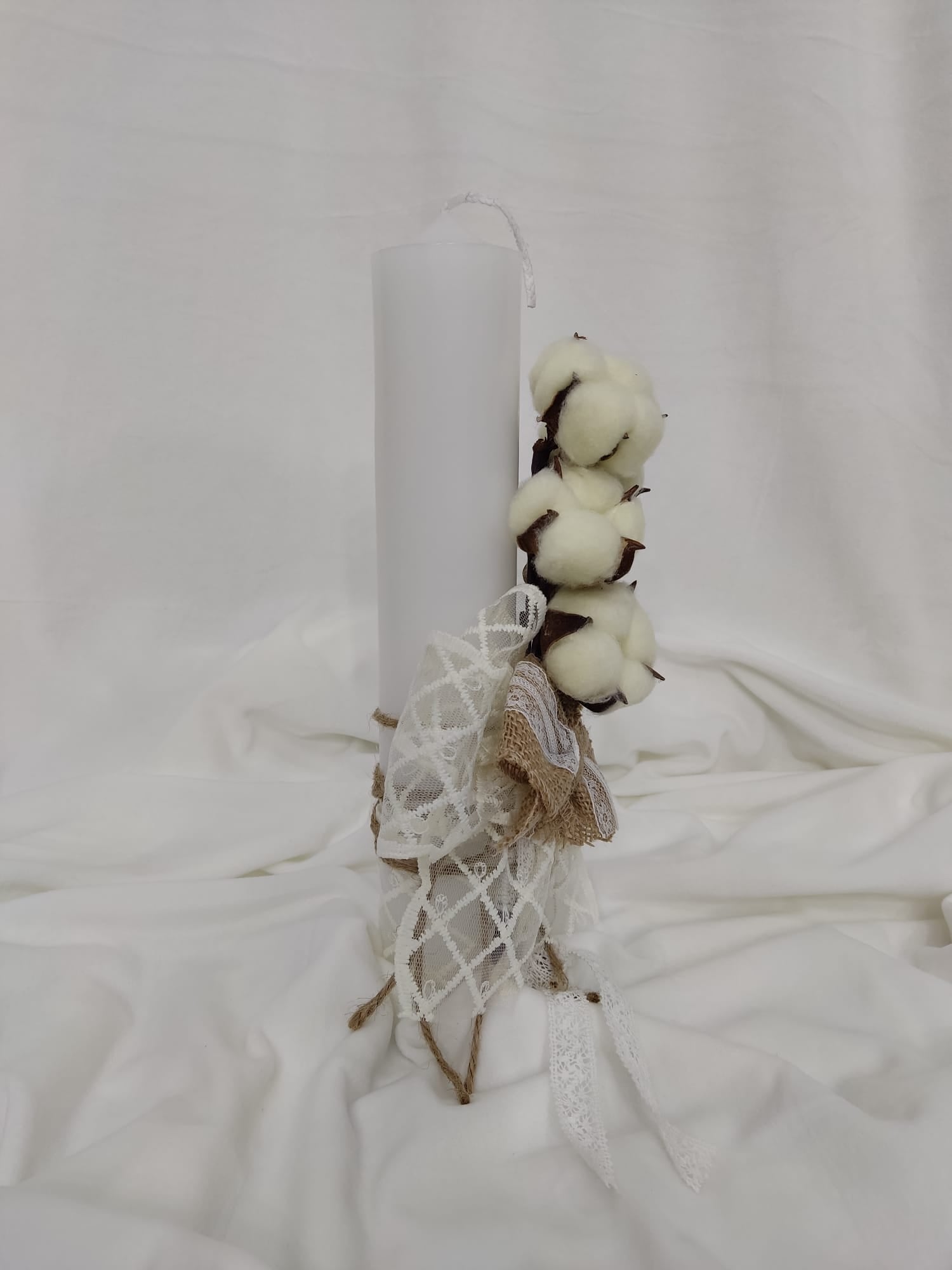 Lumânare botez flori bumbac