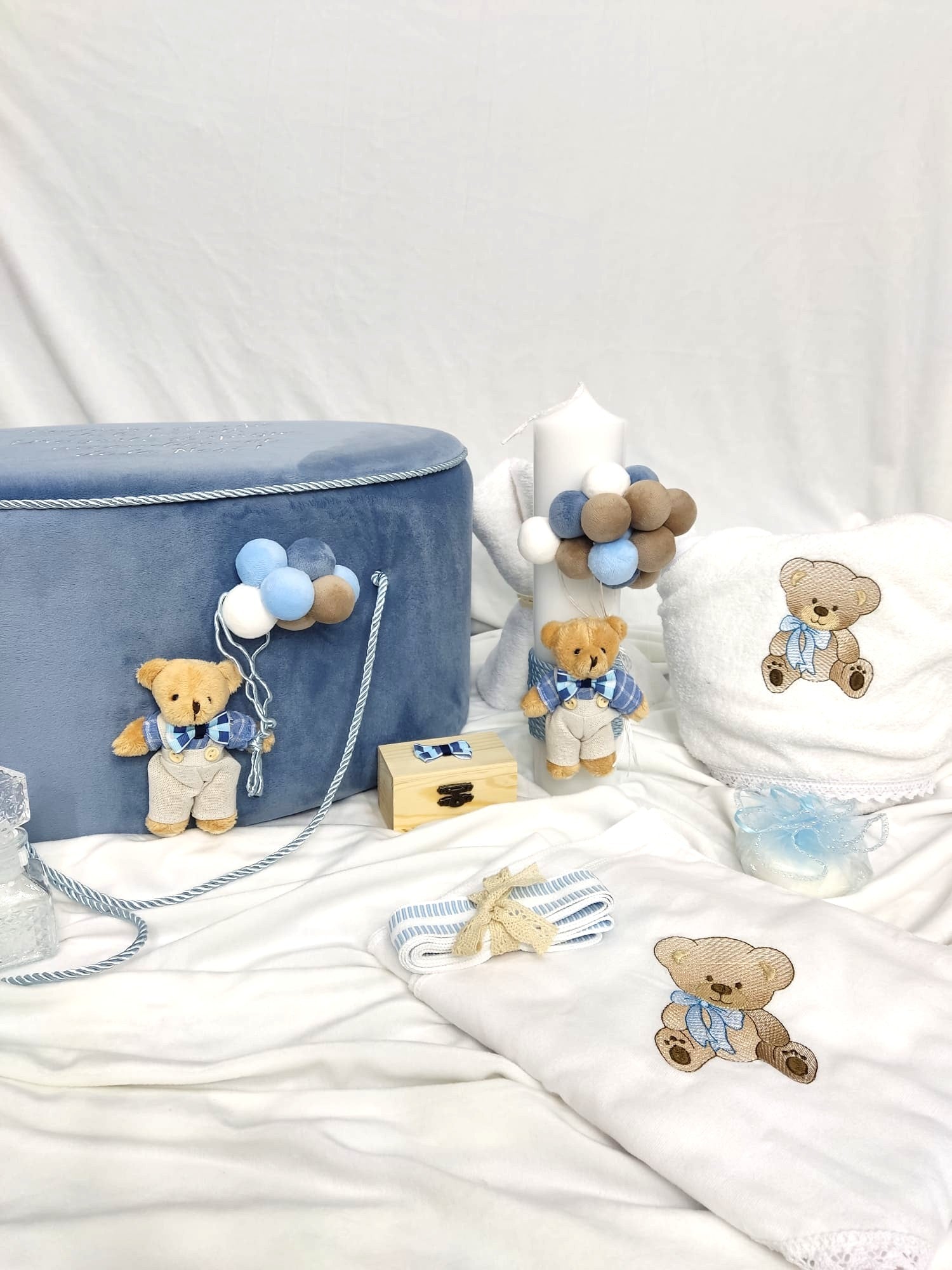 Trusou botez baiat - ursulet cu baloane