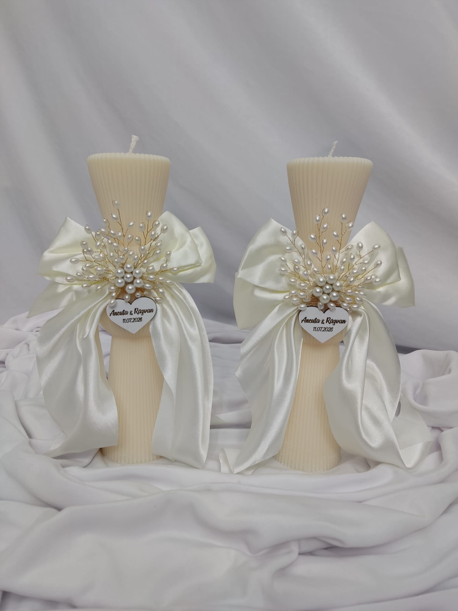Lumanari nunta stil clepsidra - ivory