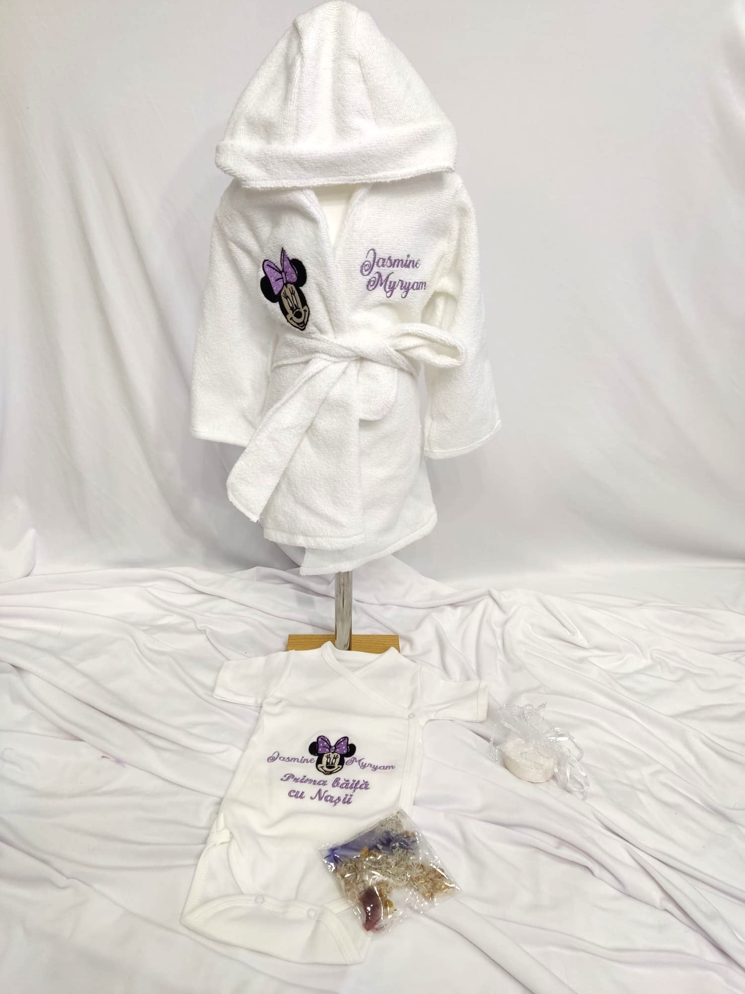 Set personalizat Minnie Purple - Prima baita cu nasii